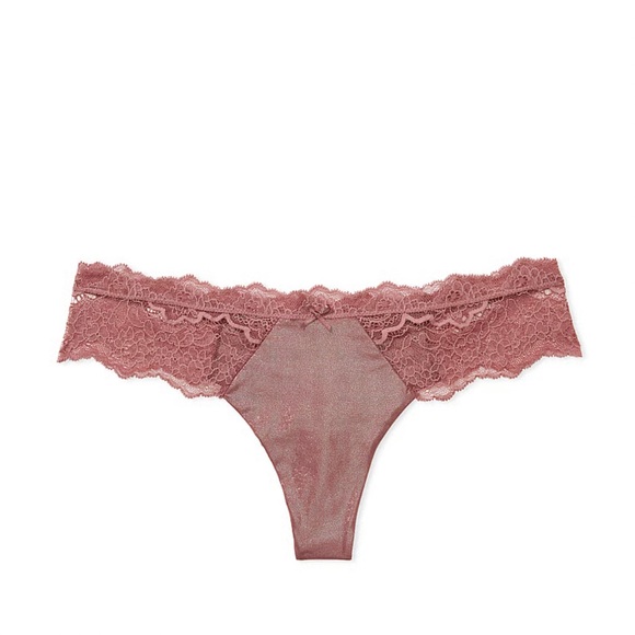 NWT — Victoria’s Secret Lace Trim Smooth Shimmer Thong Panty - Picture 3 of 4